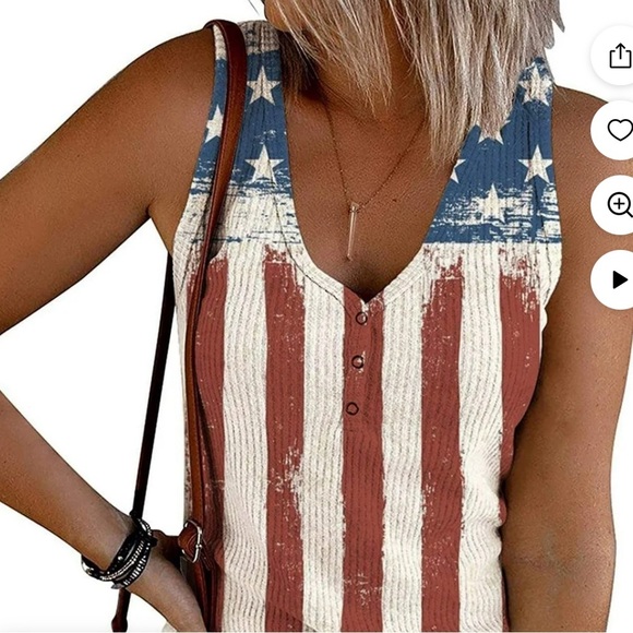 American Flag Ribbed Tank Top - Picture 1 of 3